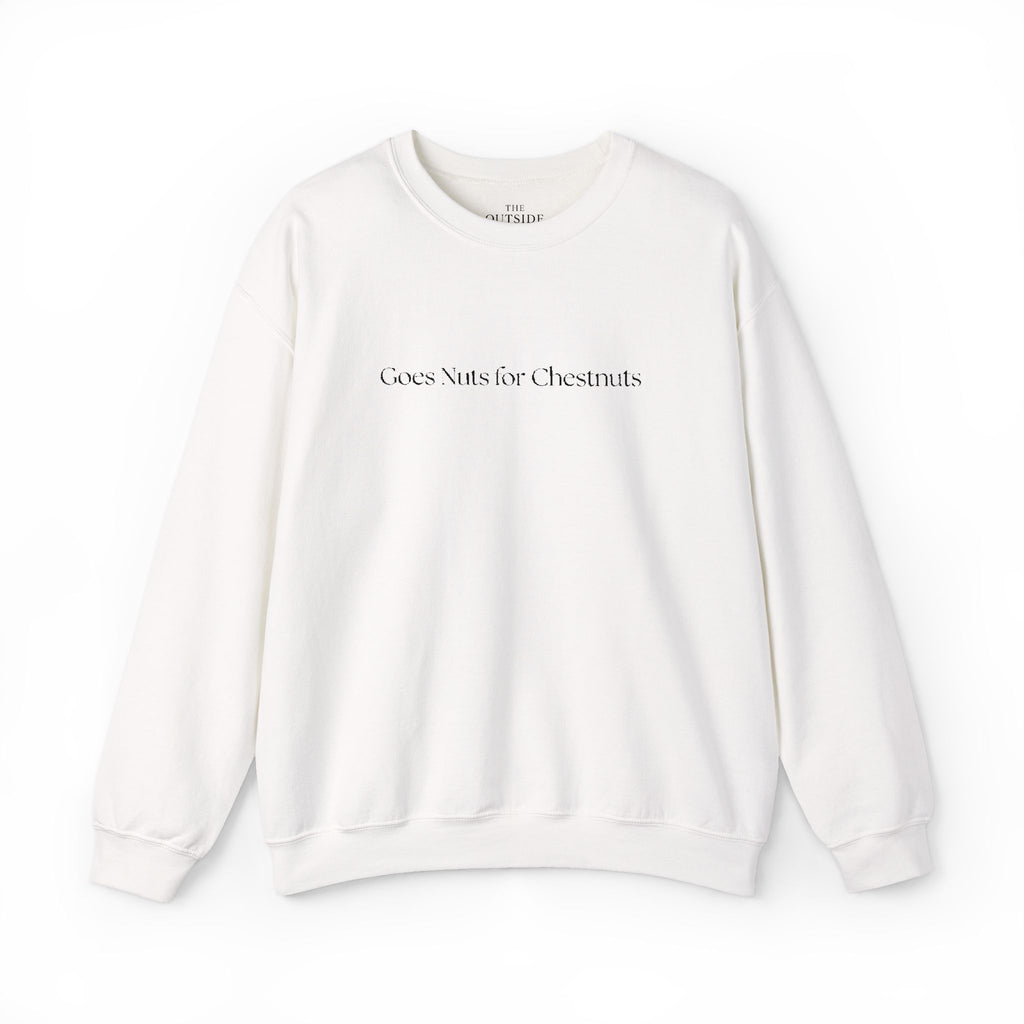 Goes Nuts for Chestnuts – Funny Equestrian Crewneck Sweatshirt | Chestnut Horse Lover Gift