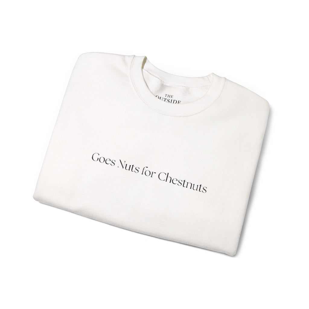 Goes Nuts for Chestnuts – Funny Equestrian Crewneck Sweatshirt | Chestnut Horse Lover Gift