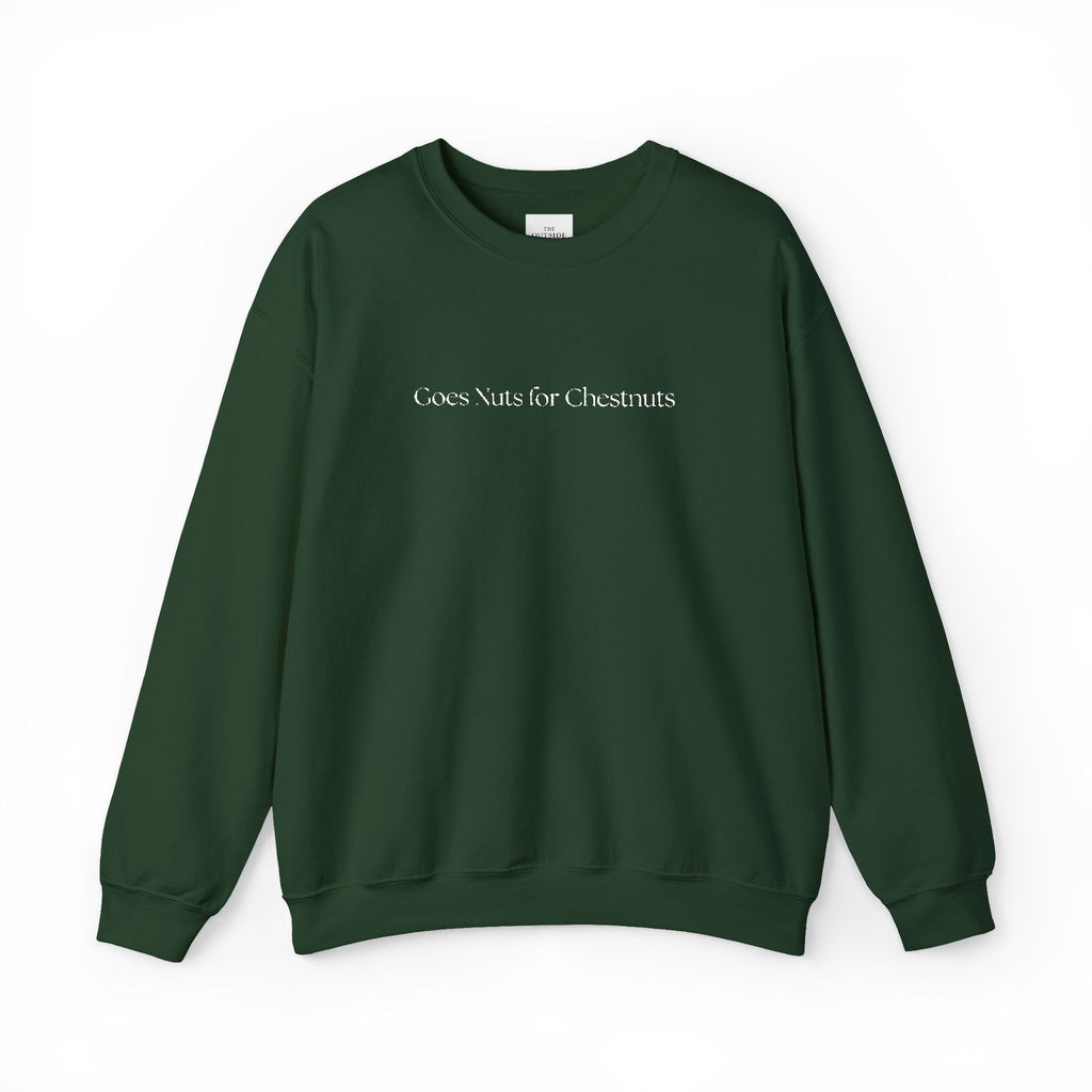 Goes Nuts for Chestnuts – Funny Equestrian Crewneck Sweatshirt | Chestnut Horse Lover Gift